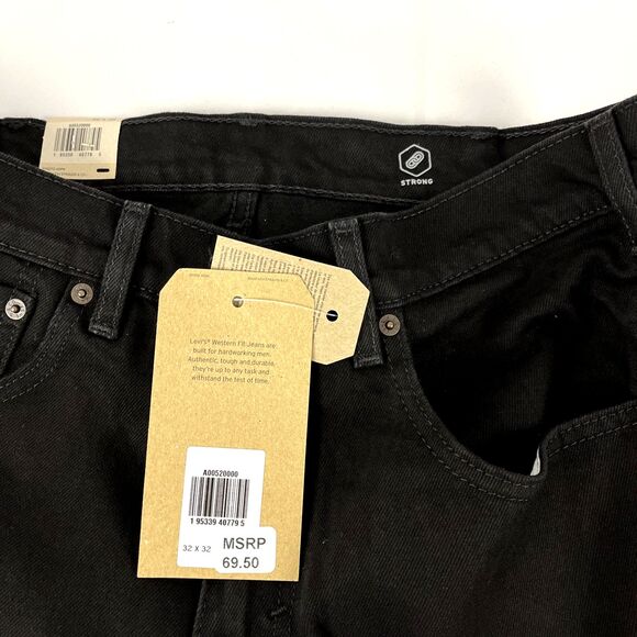 New Mens Levi’s Relaxed Western Fit Size 32x32 Strong Black Denim Jeans NWT - Picture 4 of 8